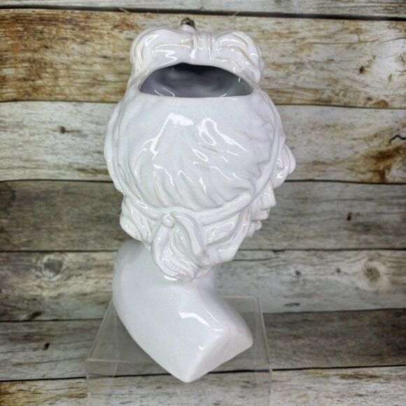Hobby Lobby Facile Head Bust Glossy White Ceramic Open Top 10.5" T Table Decor - Picture 4 of 16